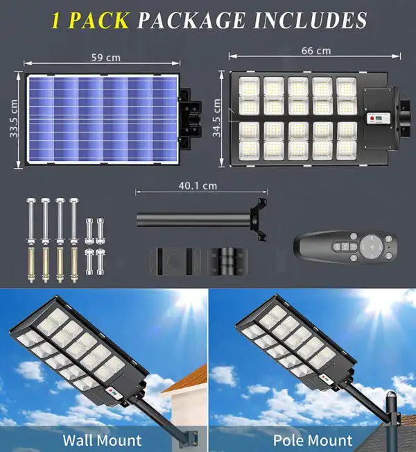 1+1 Ulicní LED solární lampa 1500W